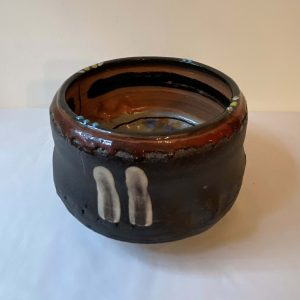 Black Bowl #2, Blue Dotted Rim