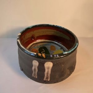 Black Bowl with Blue Rim